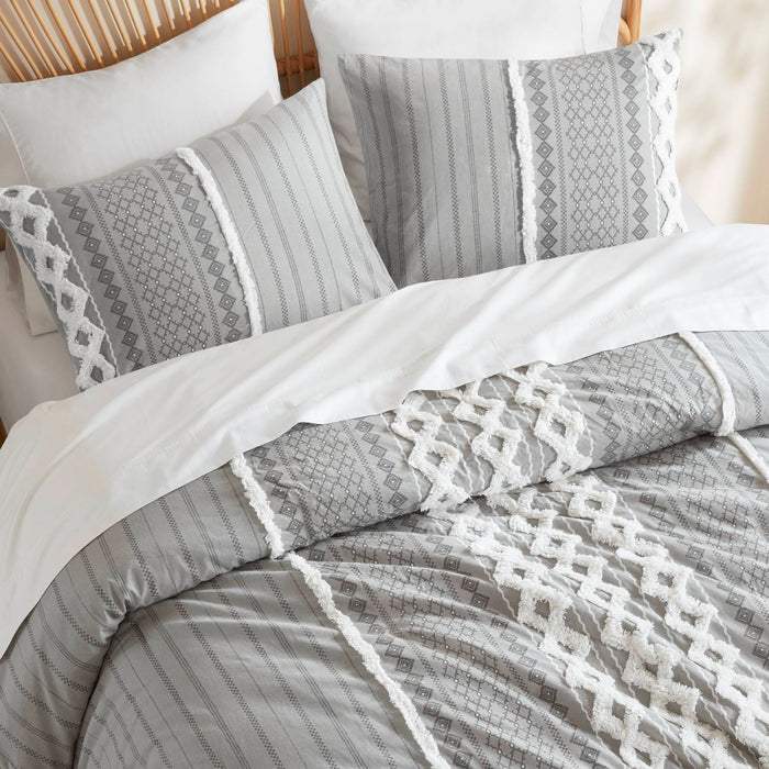 Imani - Printed Duvet Cover Set With - Gray - Simple Home Plus