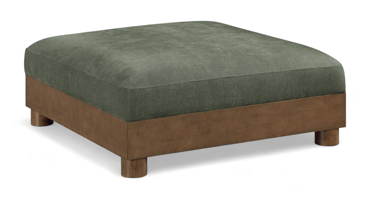 Turin - Chenille Fabric Upholstered Modular Ottoman - Walnut Base - Simple Home Plus