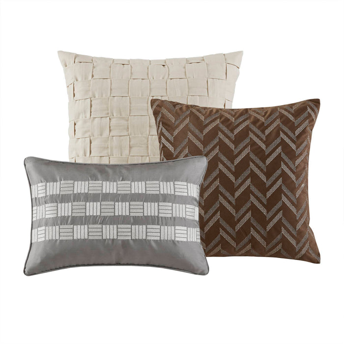 Prescott - 9 Piece King Oversized Duvet Style Comforter Set - Taupe - Simple Home Plus
