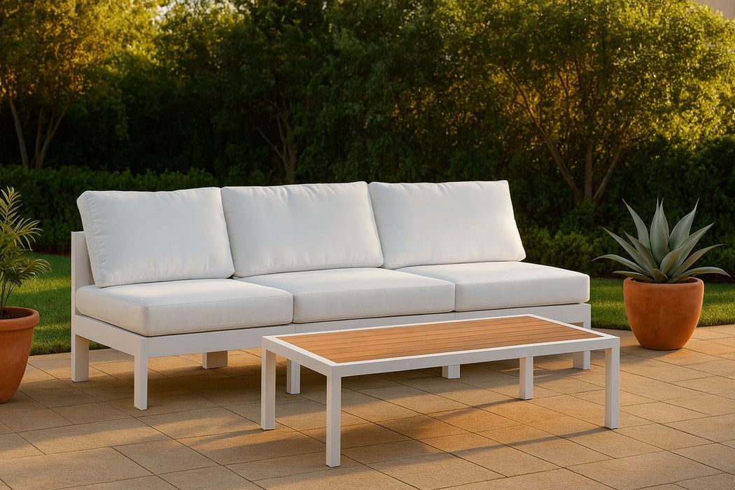 Nizuc - Outdoor Patio 3 Seat Armless Modular Sofa With White Frame - Simple Home Plus