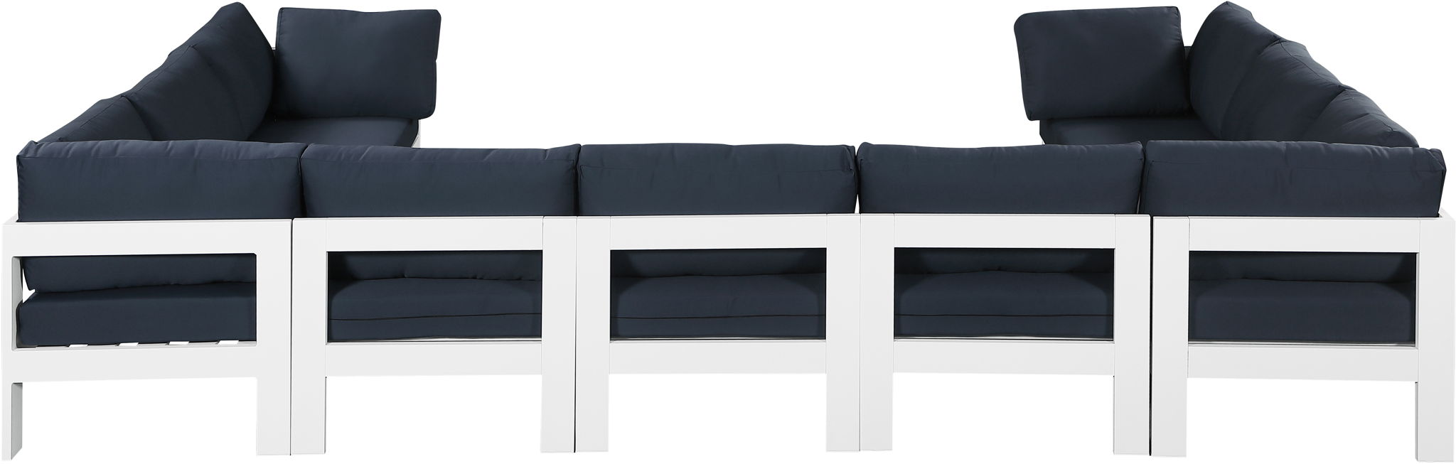 Nizuc - Outdoor Patio 9 Piece Modular Sectional With White Frame - Simple Home Plus