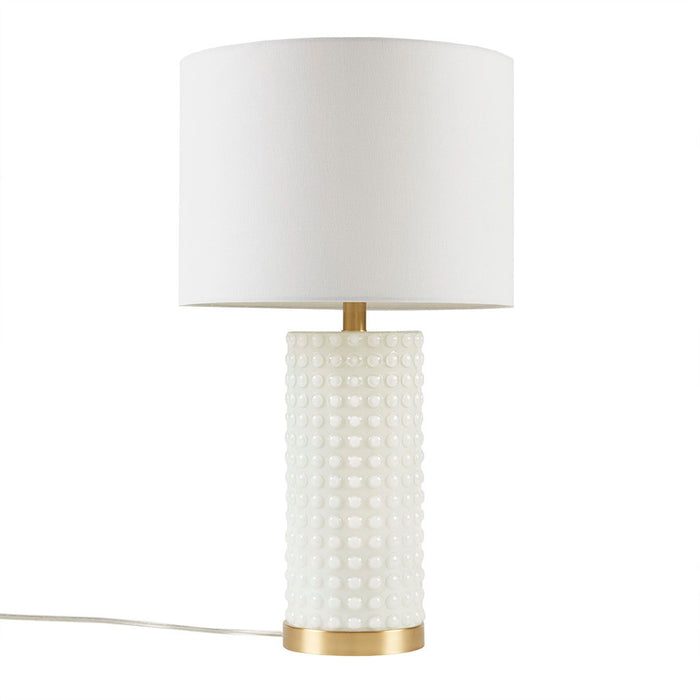 Grace Ivy - Textured Dot Table Lamp - White / Gold - Simple Home Plus