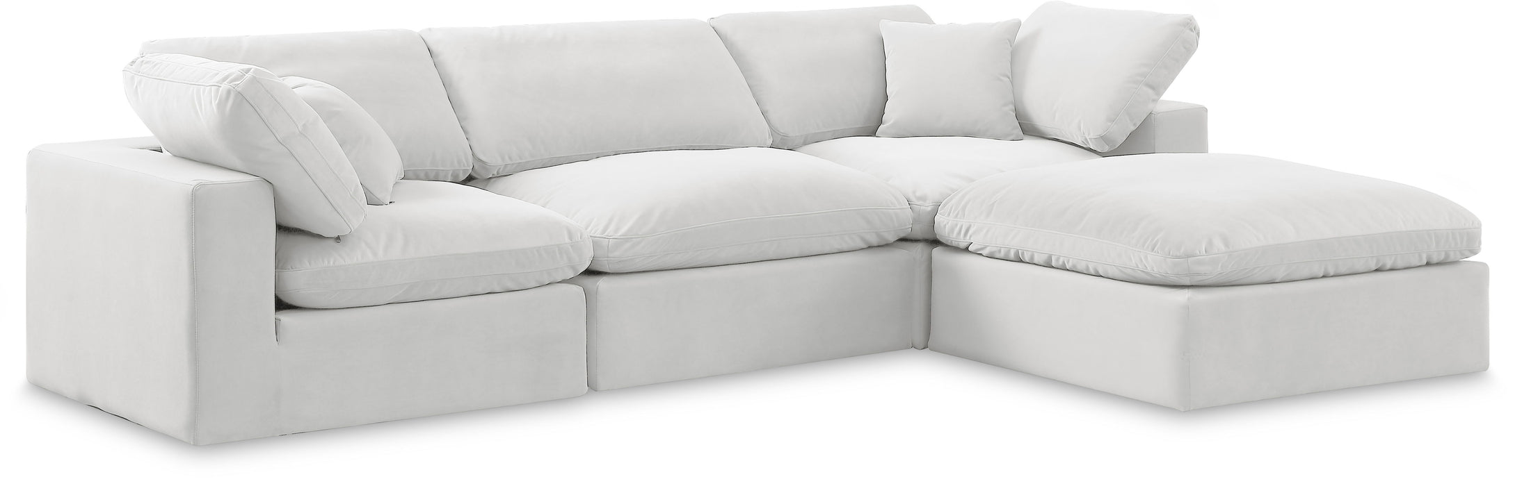 Comfy - 4 Piece Velvet Modular Sectional With Chaise - White - Simple Home Plus