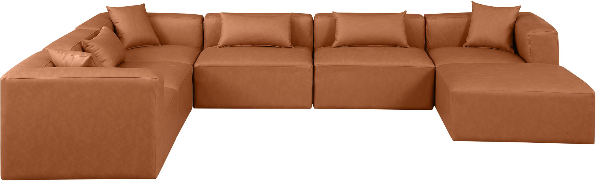 Cube - 7 Piece Modular Sectional - Cognac - Simple Home Plus