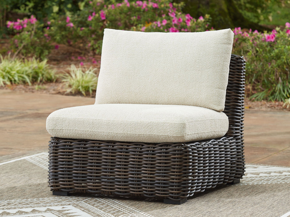 Kimora - Armless Chair With Cushion - Beige / Dark Brown - Simple Home Plus