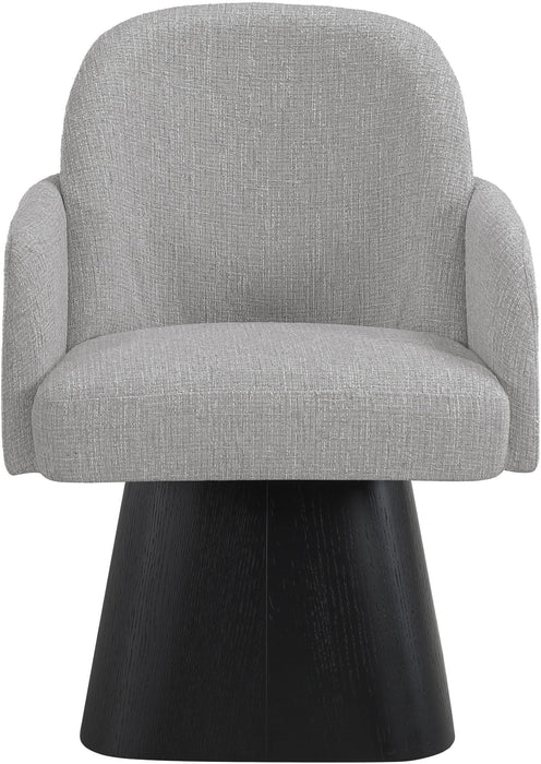 Marlowe - Linen Textured Fabric Upholstered Swivel Dining Arm Chair - Stained Black - Simple Home Plus