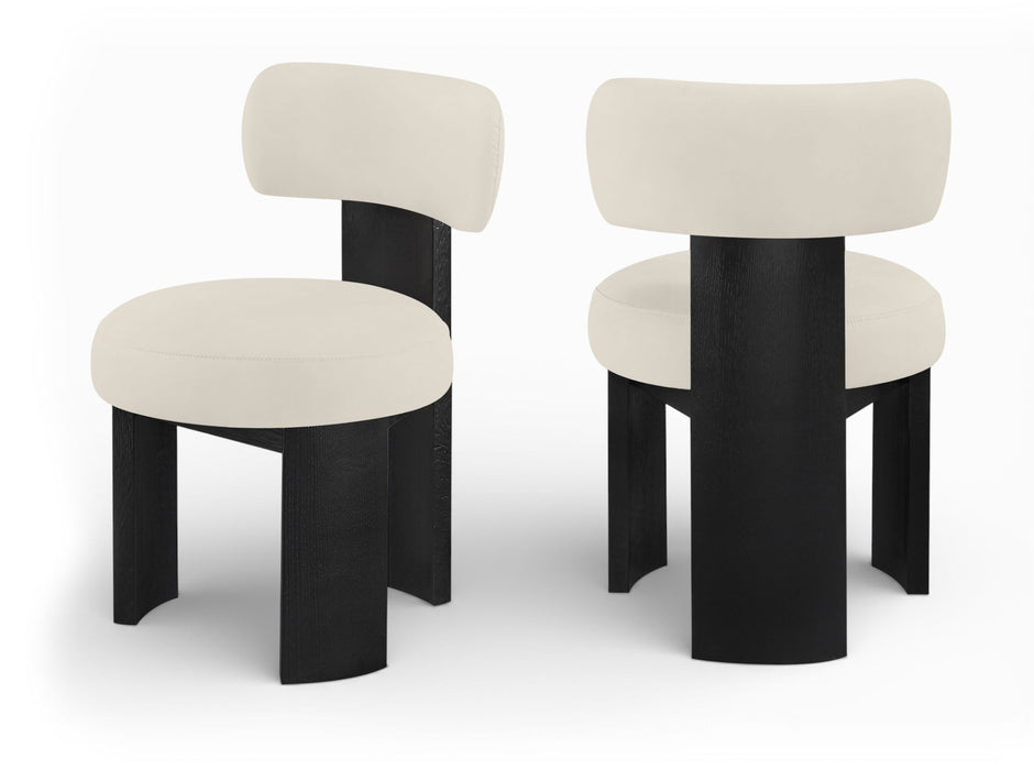 Atelier - Vegan Leather Upholstered Dining Chair (Set of 2) - Taupe / Painted Black - Simple Home Plus