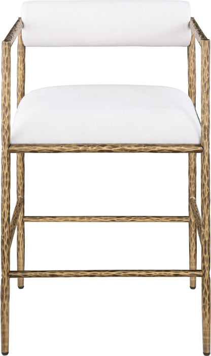 Axis - Linen Textured Cream Fabric Upholstered Counter Stool (Set of 2) - Simple Home Plus