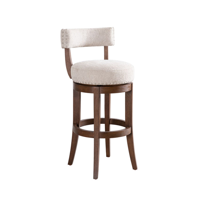 Mystic - Solid Wood Upholstered 30" Bar Height Swivel Barstool - Simple Home Plus
