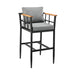 Orlando - Outdoor Patio 5-Piece Bar Table Set In Aluminum With Gray Cushions - Simple Home Plus