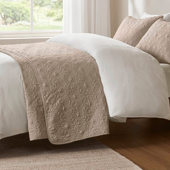 Quebec - Reversible Coverlet Set - Khaki - Simple Home Plus