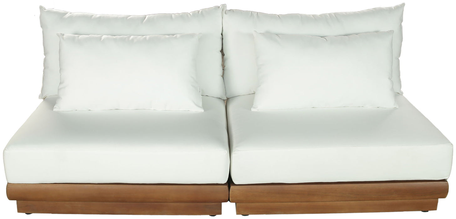 Mirella - 2 Piece Water Resistant Fabric 74" Upholstered Outdoor Patio Modular Armless Loveseat - Simple Home Plus