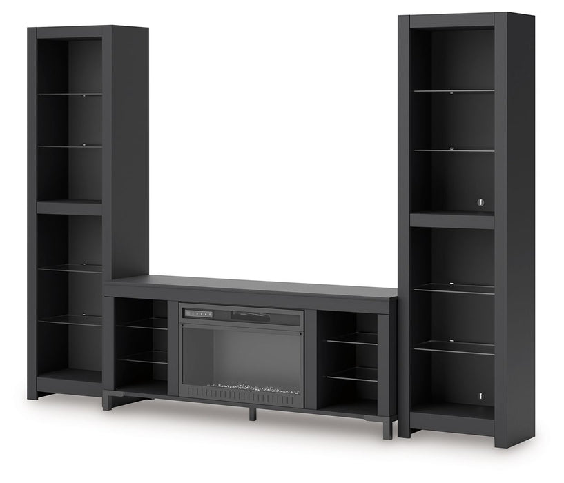 Cayberry - Black - 3-Piece Entertainment Center With Electric Fireplace - Simple Home Plus