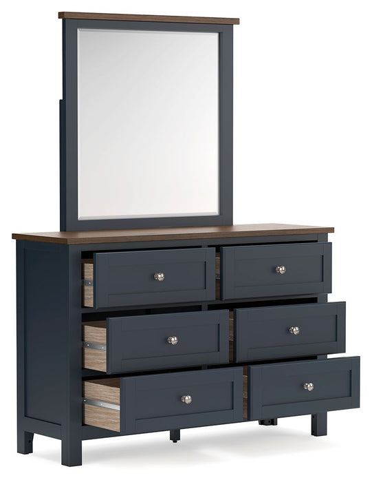 Landocken - Brown / Blue - Dresser and Mirror - Simple Home Plus