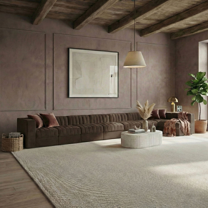 Rummi - Velvet Performance Fabric Upholstered 8 Piece Modular Sectional, L-Shaped (Right) - Simple Home Plus