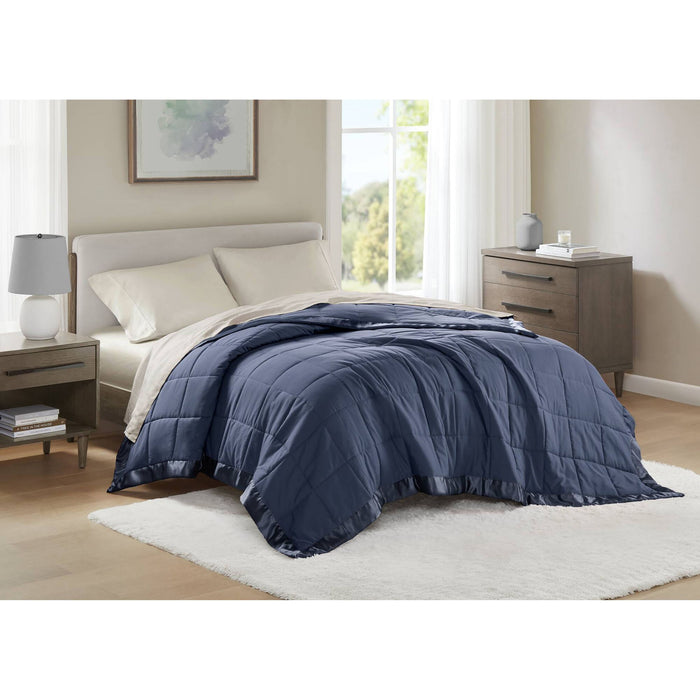 Windom - All Season Hypoallergenic Twin Blanket With 3M Scotchgard - Navy - Simple Home Plus