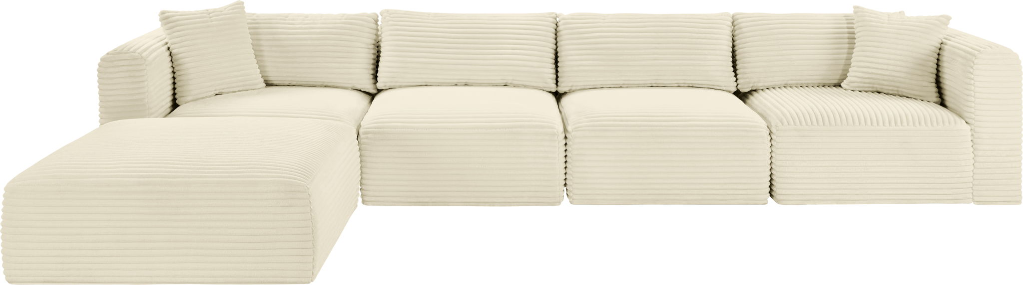 Shaggy - 5 Piece Modular Sectional With Ottoman - Simple Home Plus