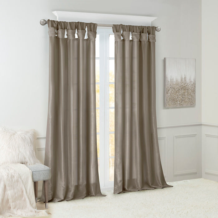 Emilia - 108" Twist Tab Lined Window Curtain - Pewter - Simple Home Plus