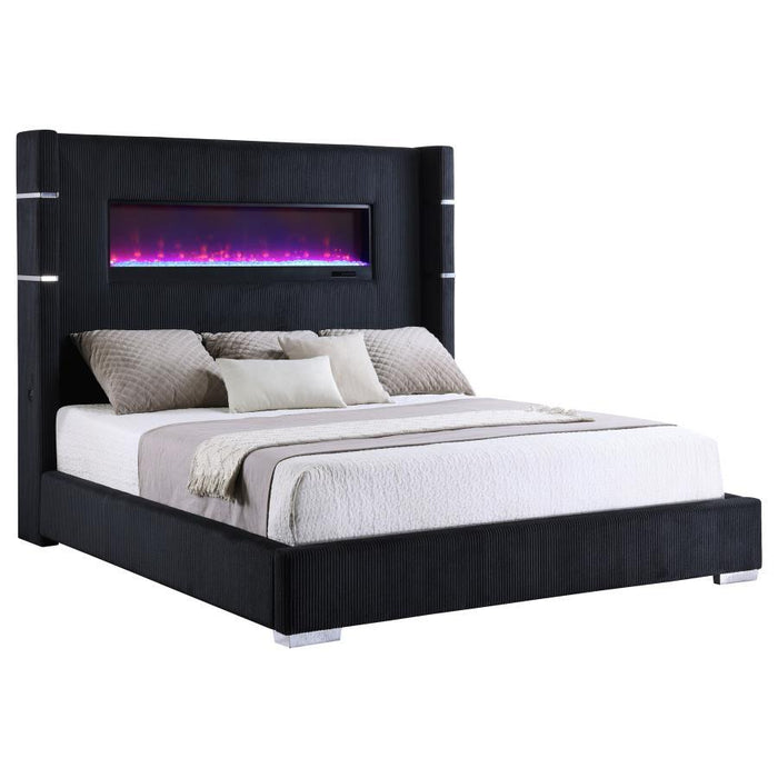 Tisdall - Upholstered Fireplace Bed - Simple Home Plus