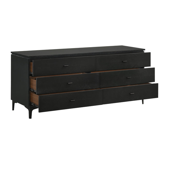 Legend - 6 Drawer Dresser With Metal Legs - Black Glaze Ash - Simple Home Plus