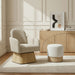 Marlowe - Linen Textured Fabric Upholstered Swivel Accent Chair - Stained Natural - Simple Home Plus