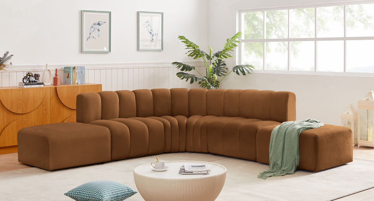 Arc - Velvet 6 Piece Corner Modular Sofa - Saddle - Simple Home Plus