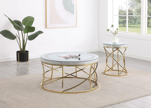 Elise - Round Mirror Top Coffee Table Set - Simple Home Plus