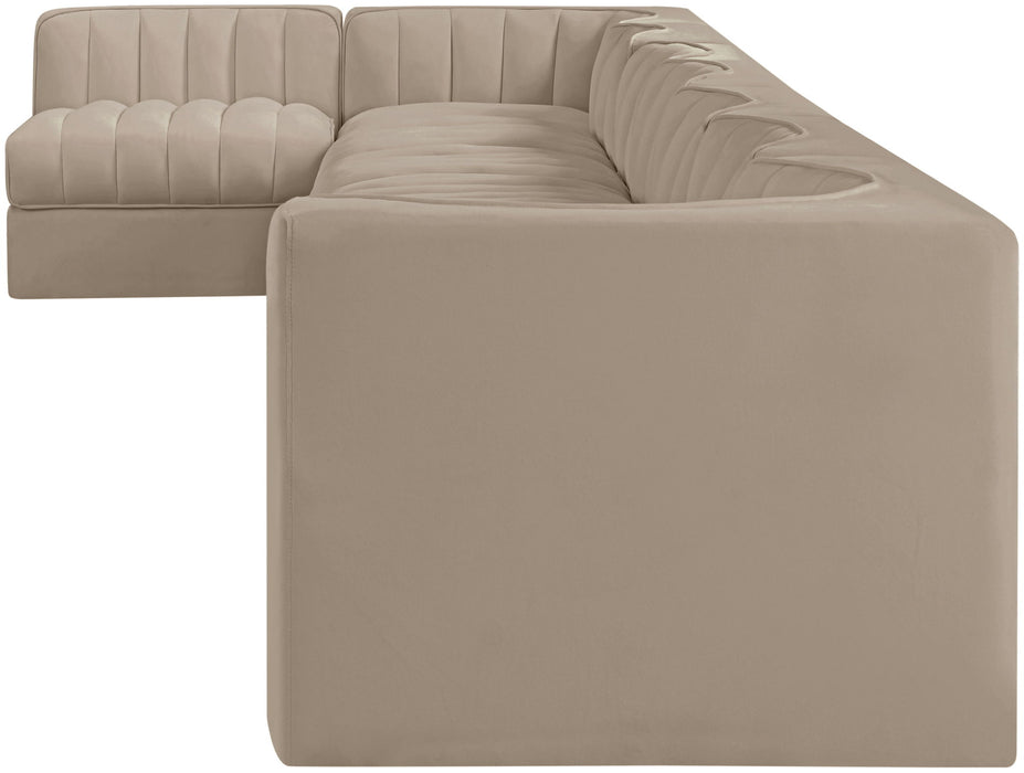 Rummi - Velvet Performance Fabric Upholstered 8 Piece Modular Sectional, L-Shaped (Right) - Simple Home Plus