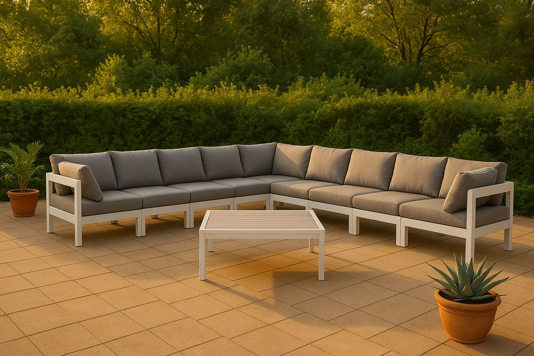 Nizuc - Outdoor Patio 9 Piece Modular Sectional With White Frame - Simple Home Plus