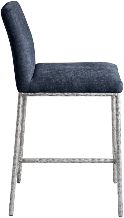 Reeves - Chenille Fabric Upholstered Counter Stool (Set of 2) - Silver Base - Simple Home Plus