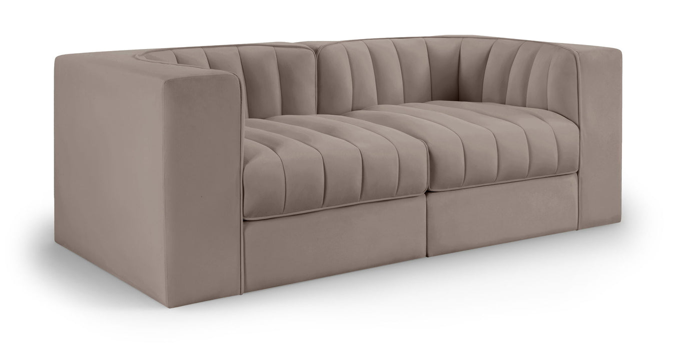 Rummi - Velvet Performance Fabric Upholstered 2 Piece Modular Loveseat - Simple Home Plus