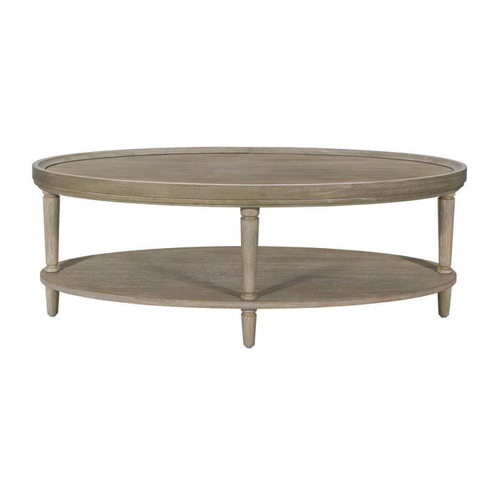 Ayanna - Oval Coffee Table With Shelf - Reclaimed Greige - Simple Home Plus