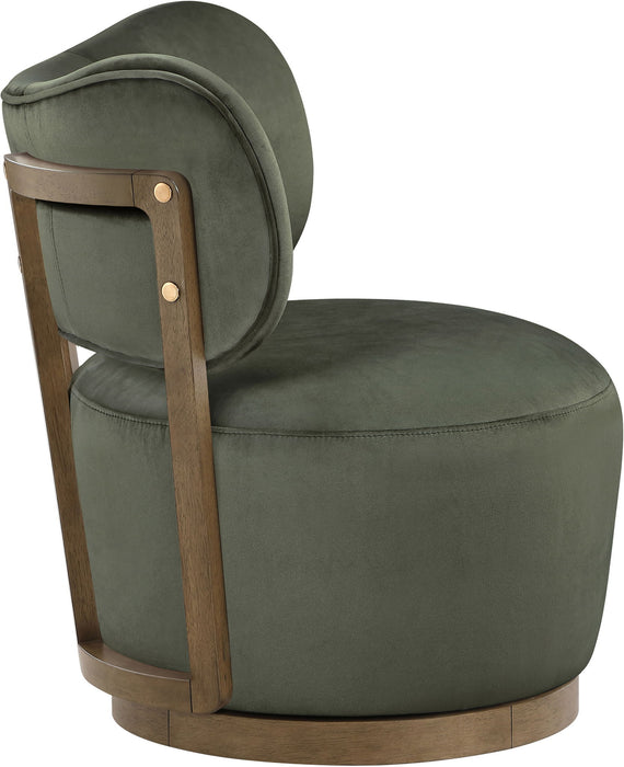 Elara - Velvet Upholstered Swivel Accent Chair - Stained Brown - Simple Home Plus