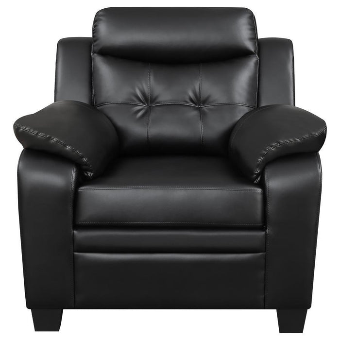 Finley - Upholstered Padded Arm Tufted Accent Chair - Black - Simple Home Plus