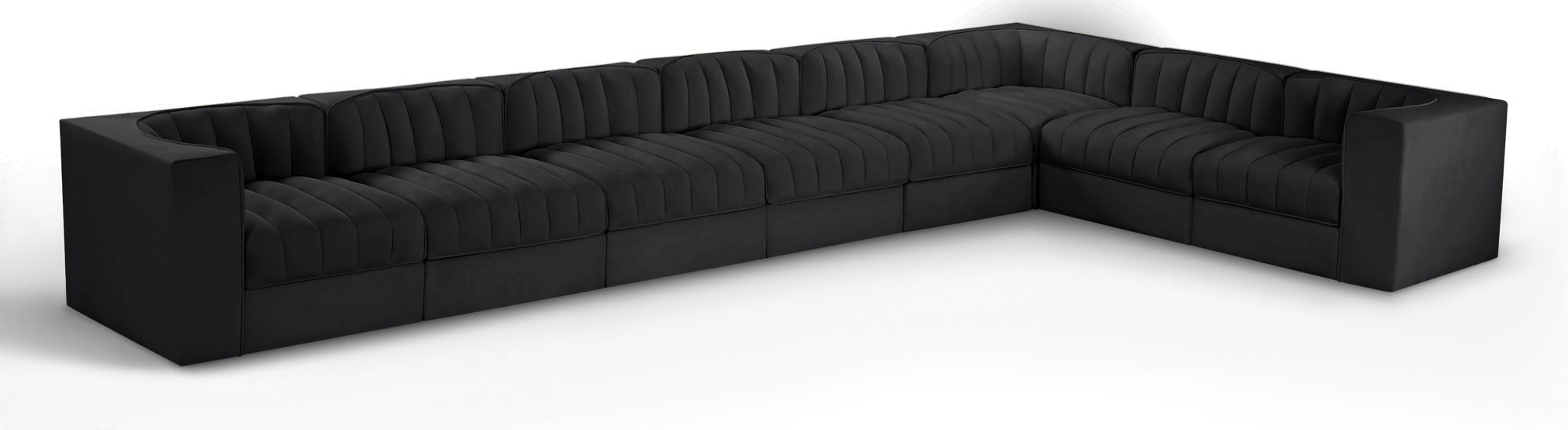 Rummi - Velvet Performance Fabric Upholstered 8 Piece Modular Sectional (With 3 Corner Chairs) - Simple Home Plus