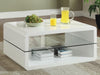 Elana - 1-Shelf Rectangular Coffee Table - White High Gloss - Simple Home Plus