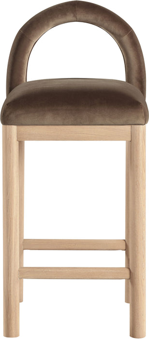 Conrad - Velvet Counter Stool With Natural Legs - Simple Home Plus