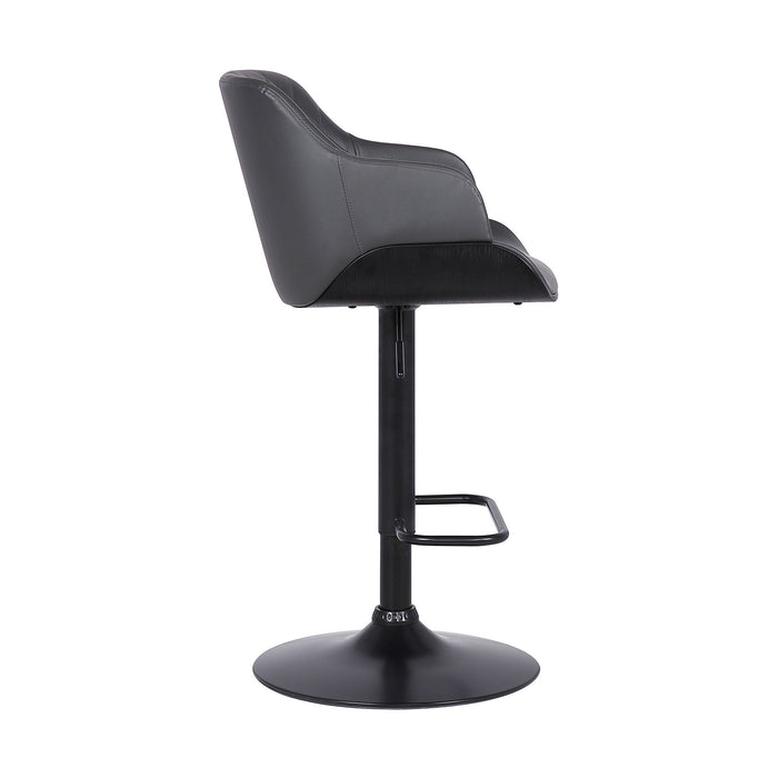Toby - Adjustable Height Swivel Bar Stool - Black / Gray - Simple Home Plus