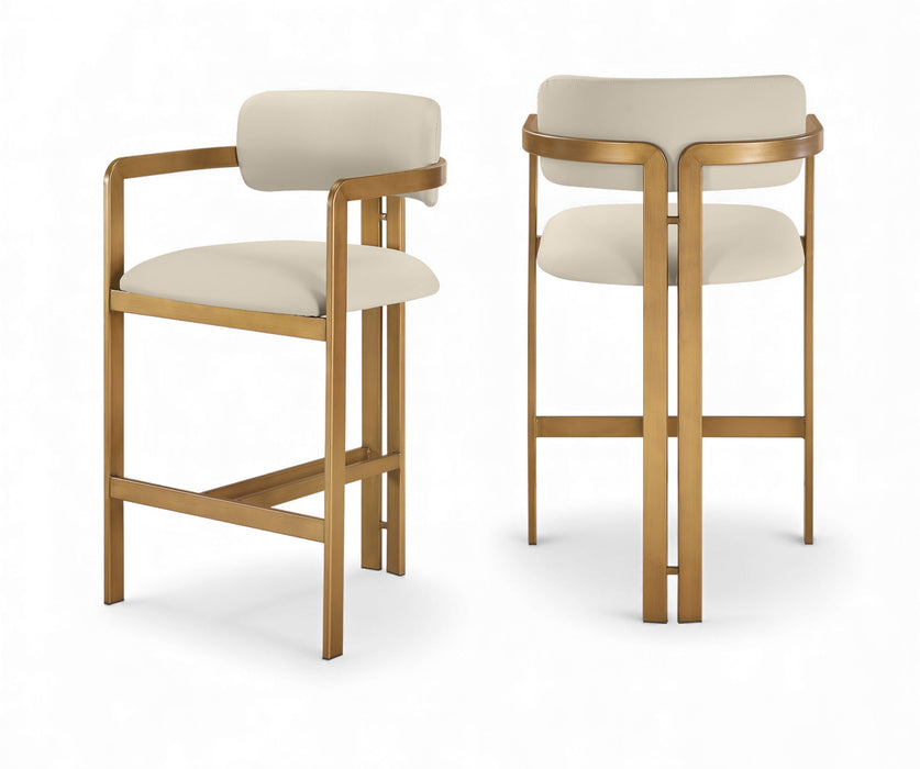 Aurum - Vegan Leather Upholstered Counter Stool With Brushed Brass Base - Simple Home Plus