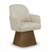 Marlowe - Linen Textured Fabric Upholstered Swivel Dining Arm Chair - Stained Brown - Simple Home Plus