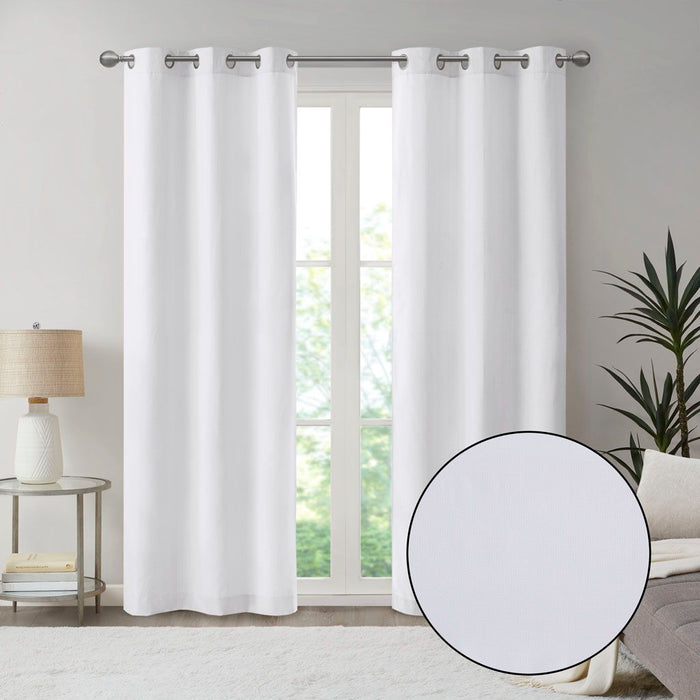 Galen - Basketweave Room Darkening Window Panel Pair - White - Simple Home Plus