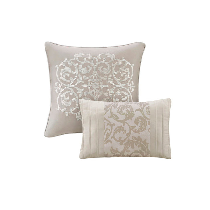 Ramsey - California King Embroidered 8 Piece Comforter Set - Neutral - Simple Home Plus