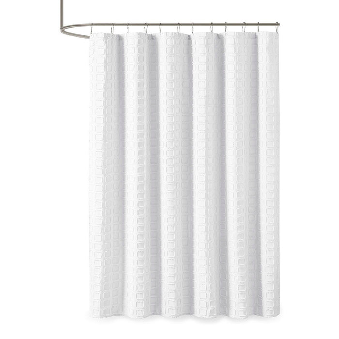 Metro - Woven Clipped Solid Shower Curtain - White - Simple Home Plus