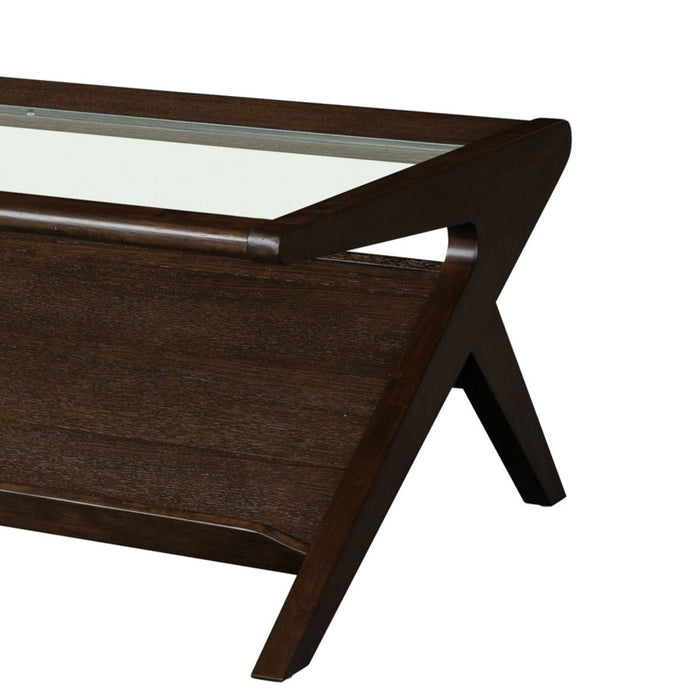 Rocket - & Tempered Glass Coffee Table - Morocco Brown - Simple Home Plus