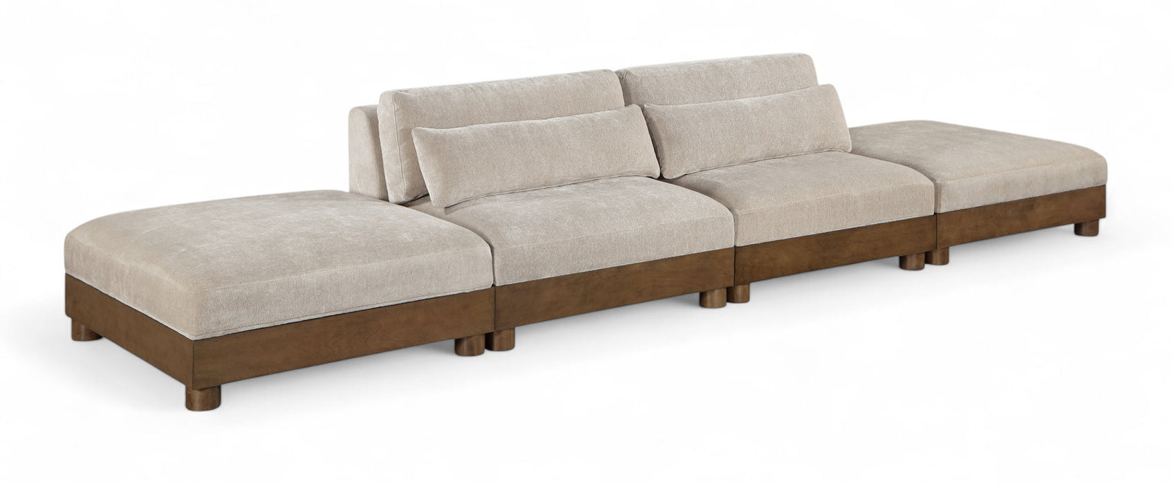 Turin - Chenille Fabric Upholstered Modular Sectional - Taupe - Simple Home Plus