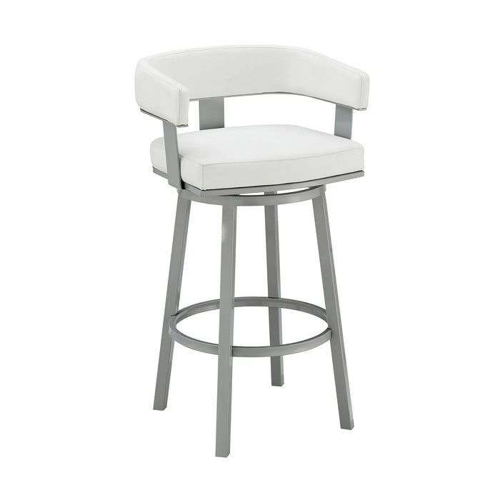 Lorin - 30" Bar Height Swivel Bar Stool - Silver / White - Simple Home Plus