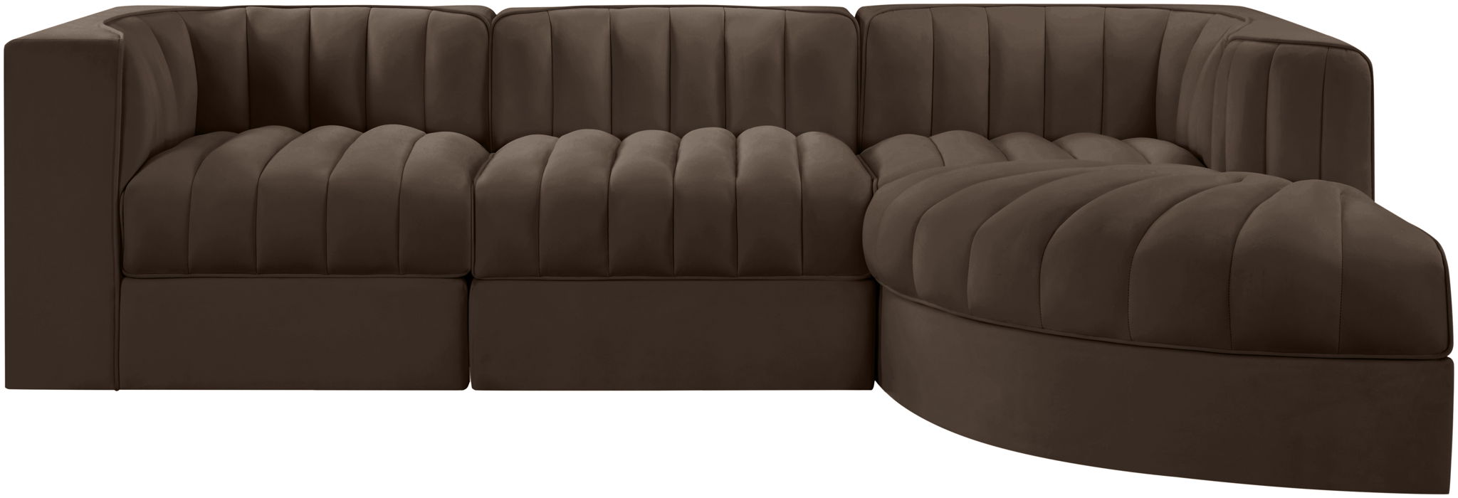 Rummi - Velvet Performance Fabric Upholstered 4 Piece Modular Sectional, With Reverse Corner Chair - Simple Home Plus