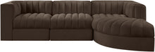 Rummi - Velvet Performance Fabric Upholstered 4 Piece Modular Sectional, With Reverse Corner Chair - Simple Home Plus