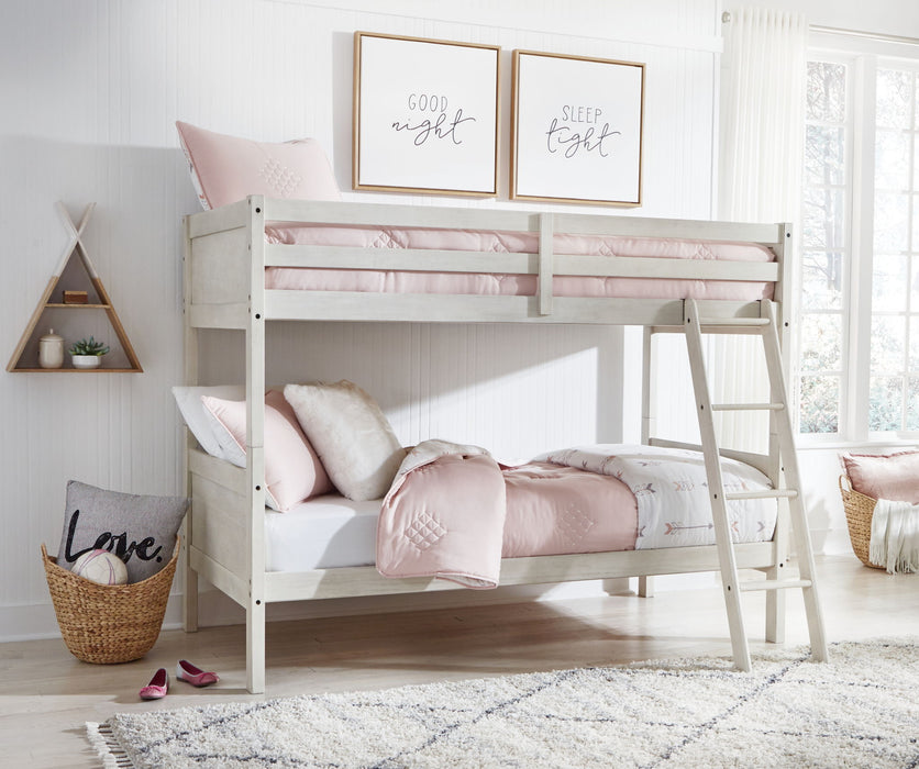Robbinsdale - Twin/Twin Bunk Bed w/Ladder - Antique White - Simple Home Plus