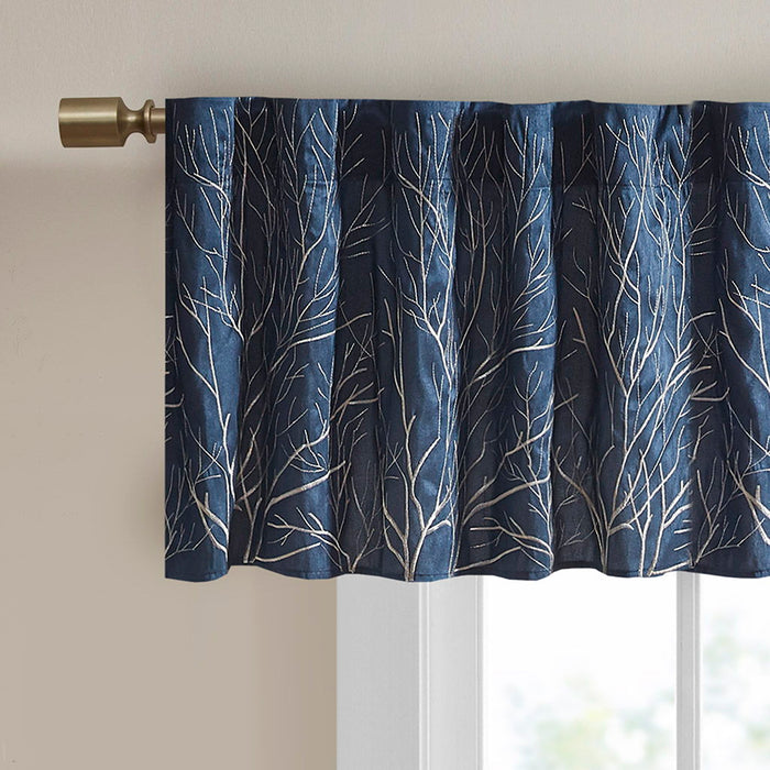 Andora - Embroidered Window Valance - Navy - Simple Home Plus
